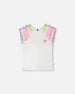 Organic Cotton Jersey T-Shirt White With Multicolor Mesh Sleeves - H30M72_01000