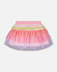 Mesh Skirt With Multicolor Frills - H30M80_3H173