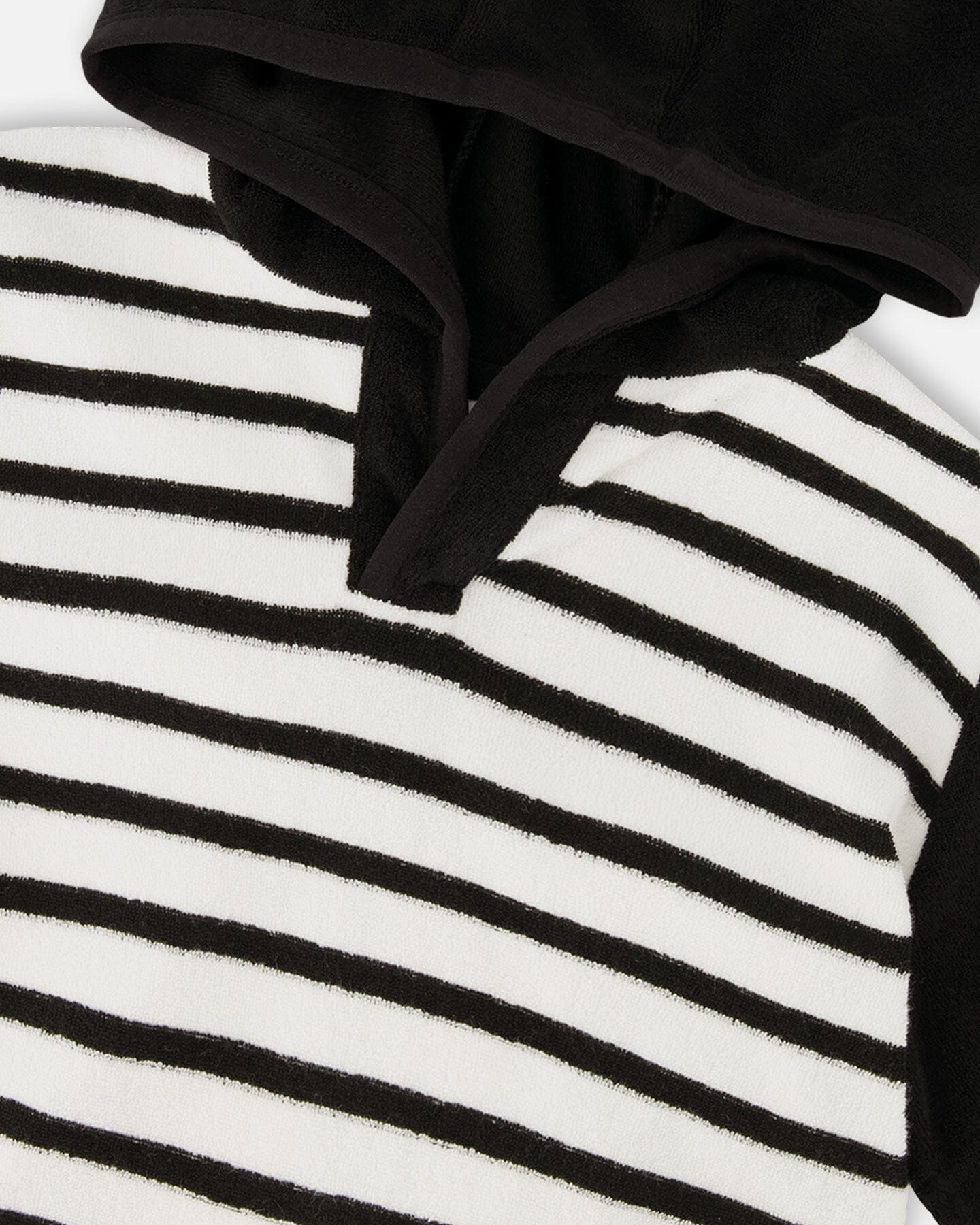 Hooded Terry T-Shirt With Shorts Set Black And White Stripes - H30OB12_04810