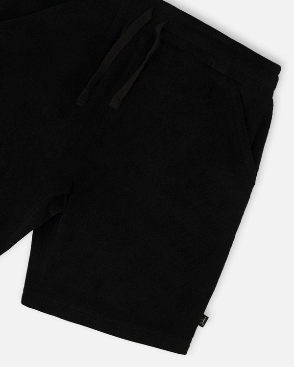 Hooded Terry T-Shirt With Shorts Set Black And White Stripes - H30OB12_04810