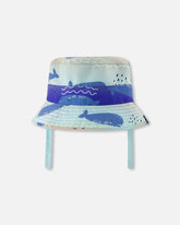 Recycled Polyester Beach Hat Blue Whale Print