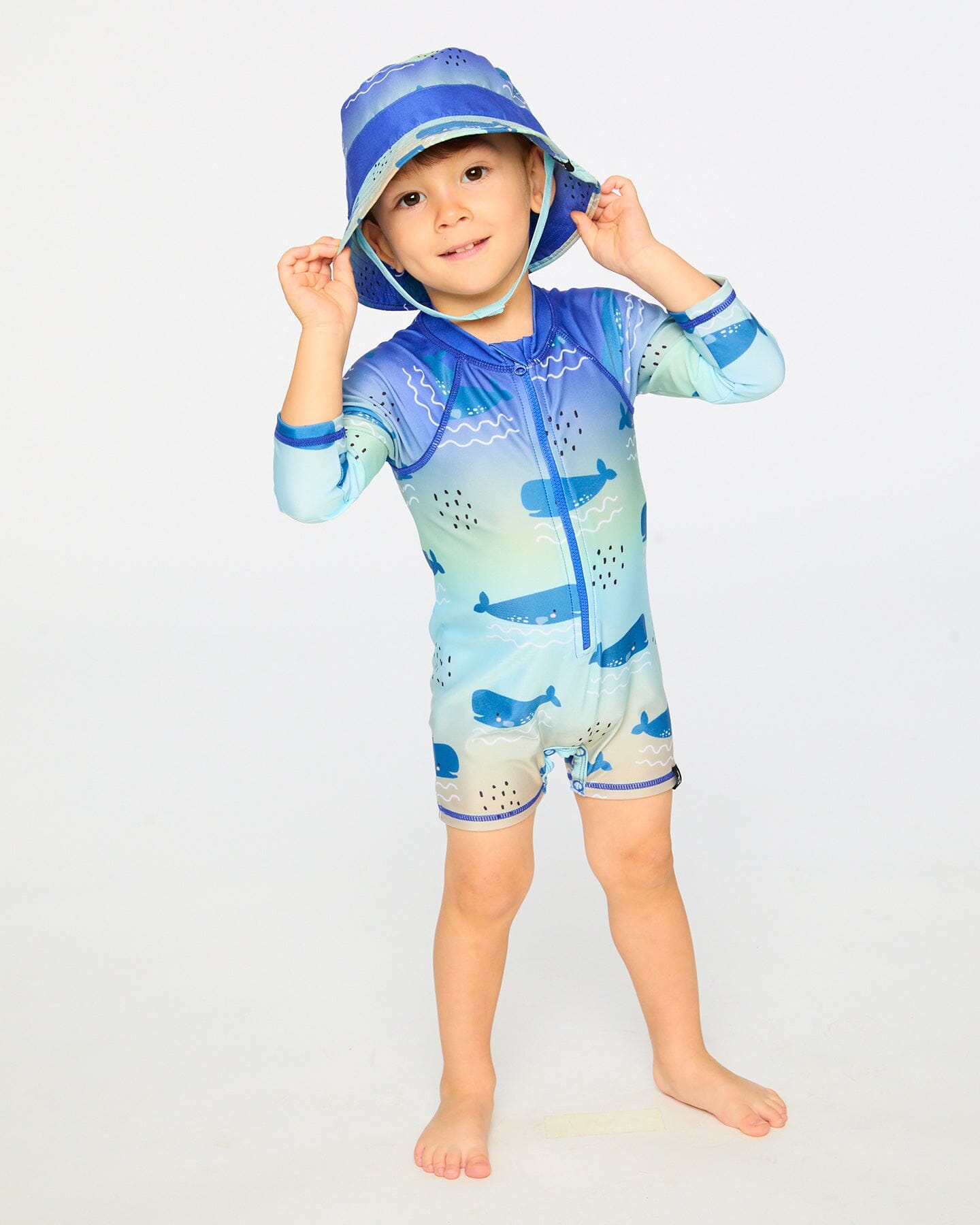 Recycled Polyester Beach Hat Blue Whale Print - H30OBC_3H156