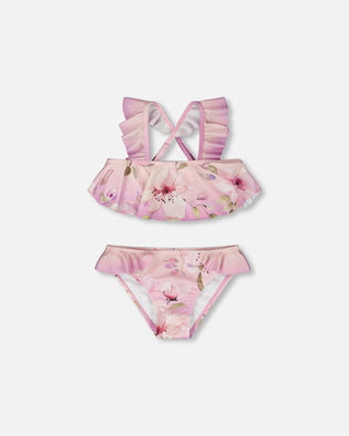 Two-Piece Swimsuit Purple Flower Print - H30OG12_3H143