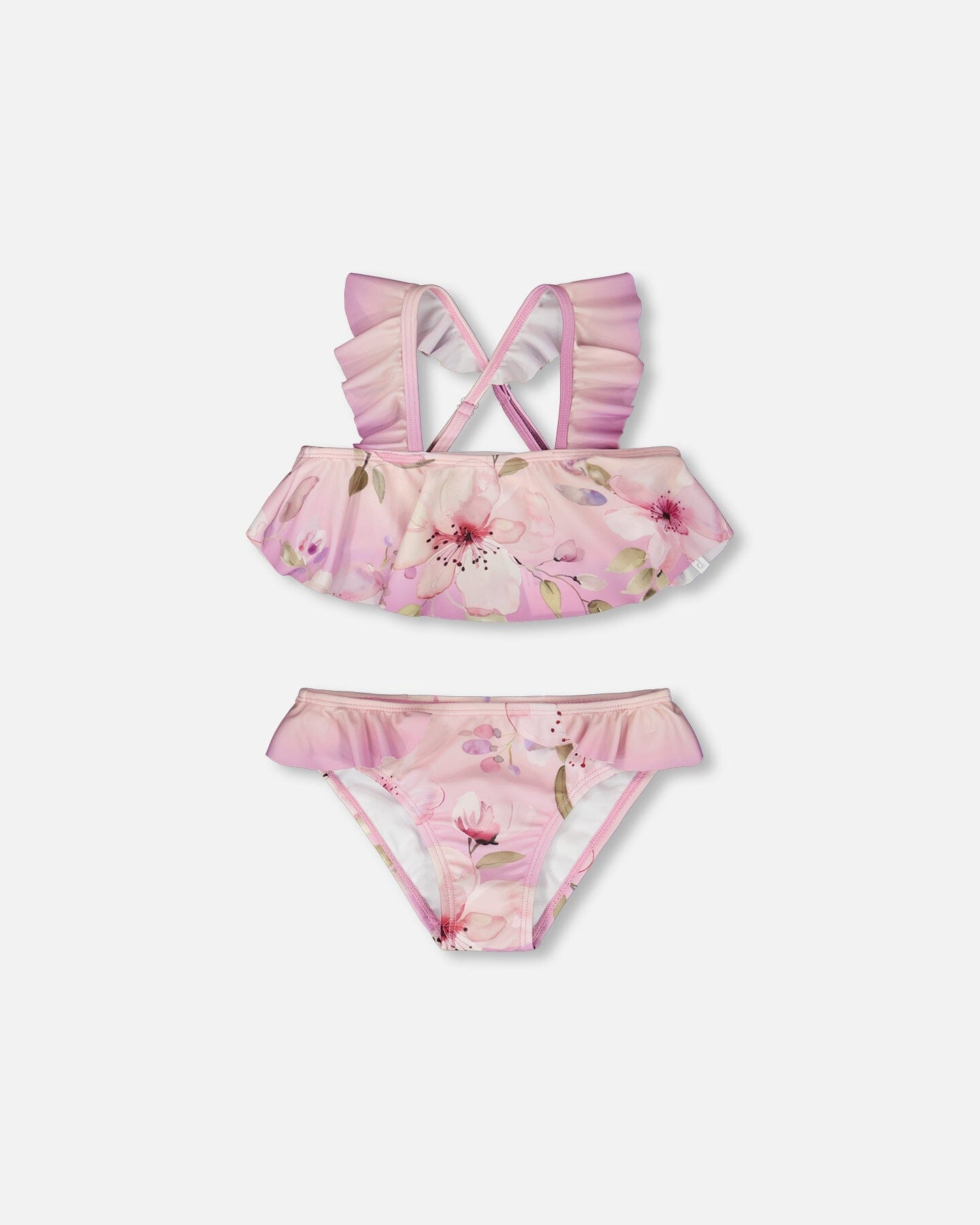 Two-Piece Swimsuit Purple Flower Print - H30OG12_3H143
