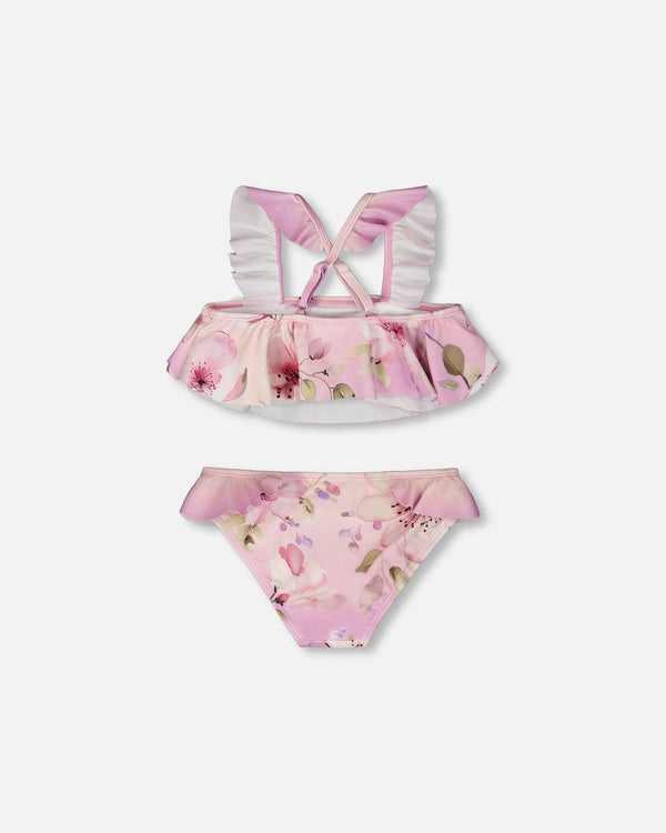 Two-Piece Swimsuit Purple Flower Print - H30OG12_3H143