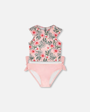 Two-Piece Swimsuit Pink Hibiscus Print - H30OG71_3H152