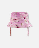 Beach Hat Purple Flower Print