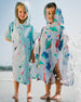 Hooded Beach Towel Blue Seahorse Print - H30OP_3H150