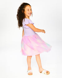 Bi-Material Mesh Dress Lilac - H30Q92_05001