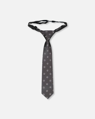 Neck Tie Black Printed Smiles - H30RCR_3H212