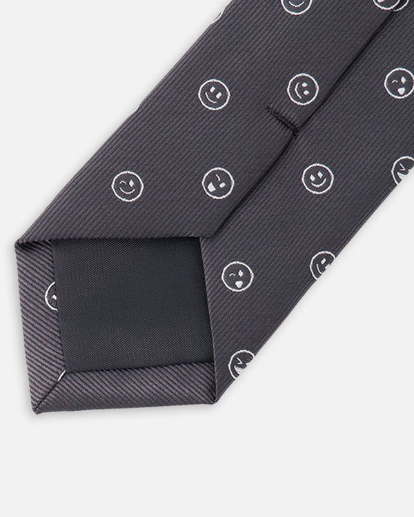 Neck Tie Black Printed Smiles - H30RCR_3H212