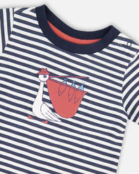 Organic Cotton T-Shirt And Short Set Blue Stripes And Blue - H30T10_3H104