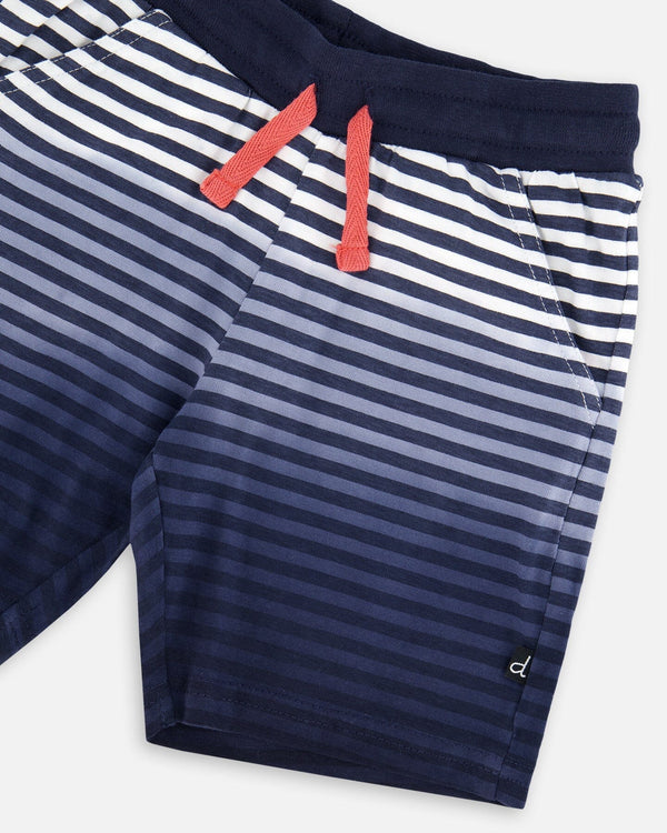 Organic Cotton Shorts Blue Gradient Stripes - H30T26_3H105
