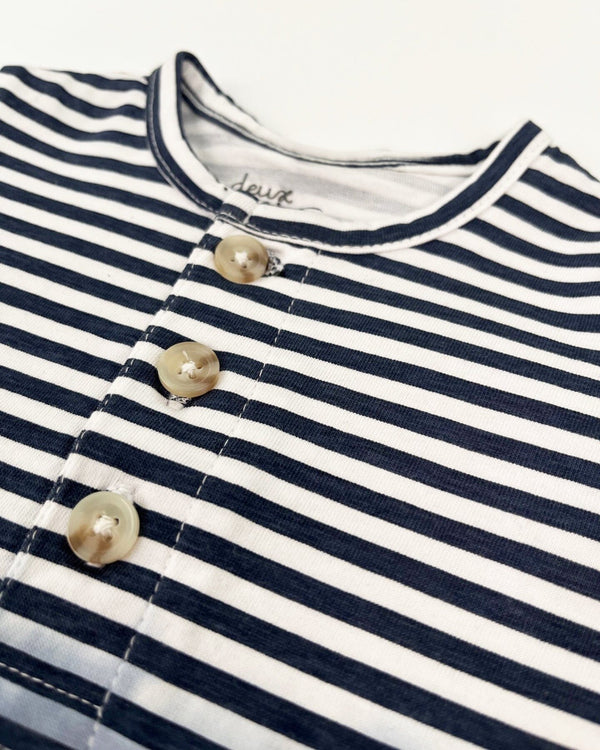 Organic Cotton Romper Blue Gradient Stripes One-Piece & Baby Rompers Deux par Deux 