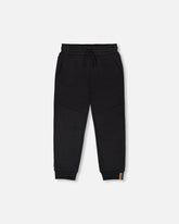 French Terry Sweatpants With Cross Seams Black