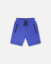 French Terry Shorts With Cross Seams Royal Blue