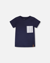 Jersey T-Shirt With Chest Pocket Dark Blue
