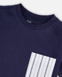 Jersey T-Shirt With Chest Pocket Dark Blue - H30U69_04810