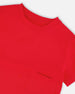Organic Cotton Colorblock Jersey T-Shirt With Chest Pocket Rouge - H30U70_07320