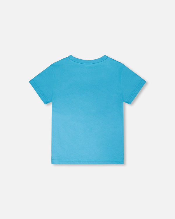 Organic Cotton Jersey T-Shirt With Print Sky Blue - H30U73_04001