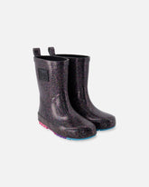 Rain Boots In Natural Rubber Black Glitter