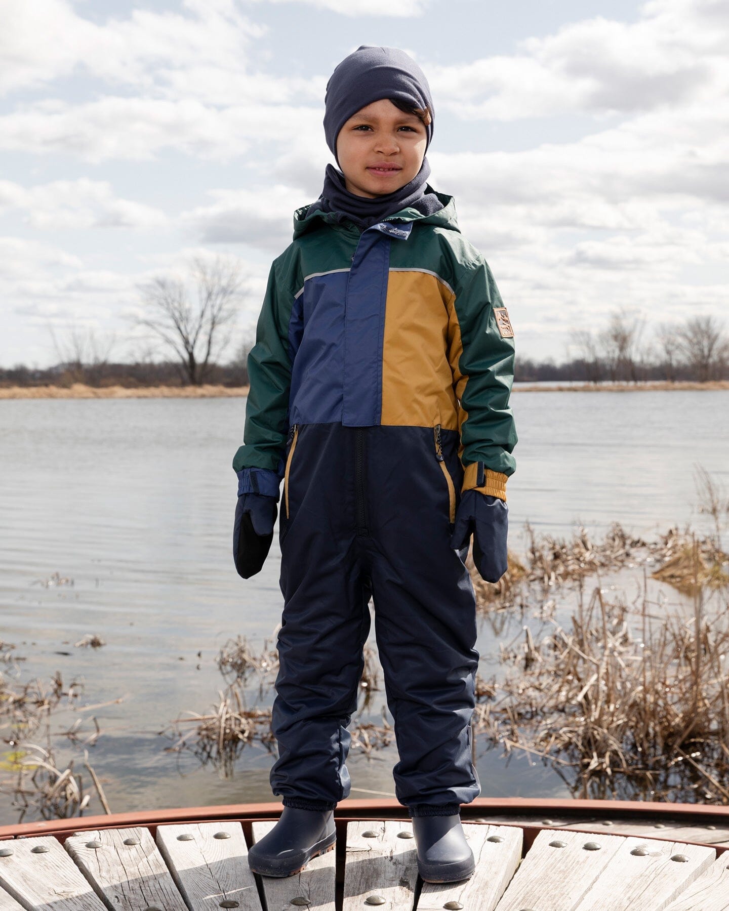 Mid-Season Mittens In Recycled Polyester Navy Blue - H30WM201_04790