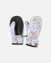 Mid-Season Mittens In Recycled Polyester Blue Mini Flower Print