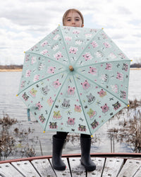 Color-Changing Umbrella Green Frog Print - H30WPR_3H022