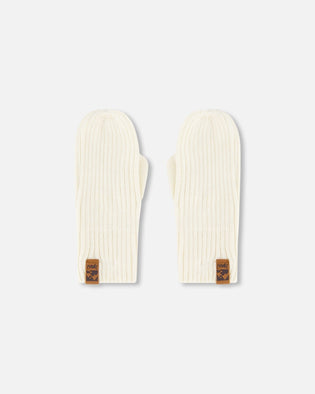 Ribbed Knit Mittens Off White - H30WT26_01380