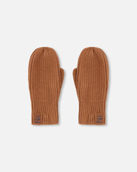 Ribbed Knit Mittens Brown - H30WT26_01730