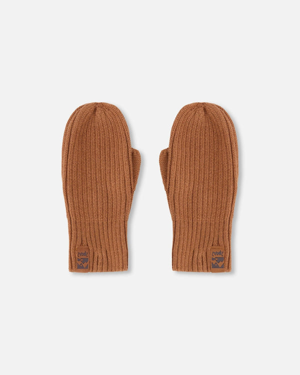 Ribbed Knit Mittens Brown - H30WT26_01730