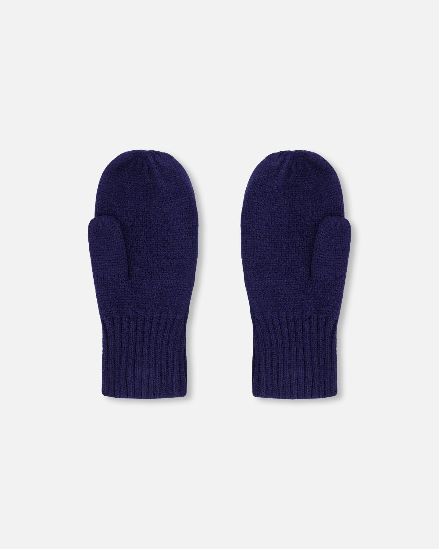 Ribbed Knit Mittens Navy Blue - H30WT26_04790