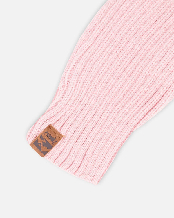 Ribbed Knit Mittens Pale Pink - H30WT26_06003
