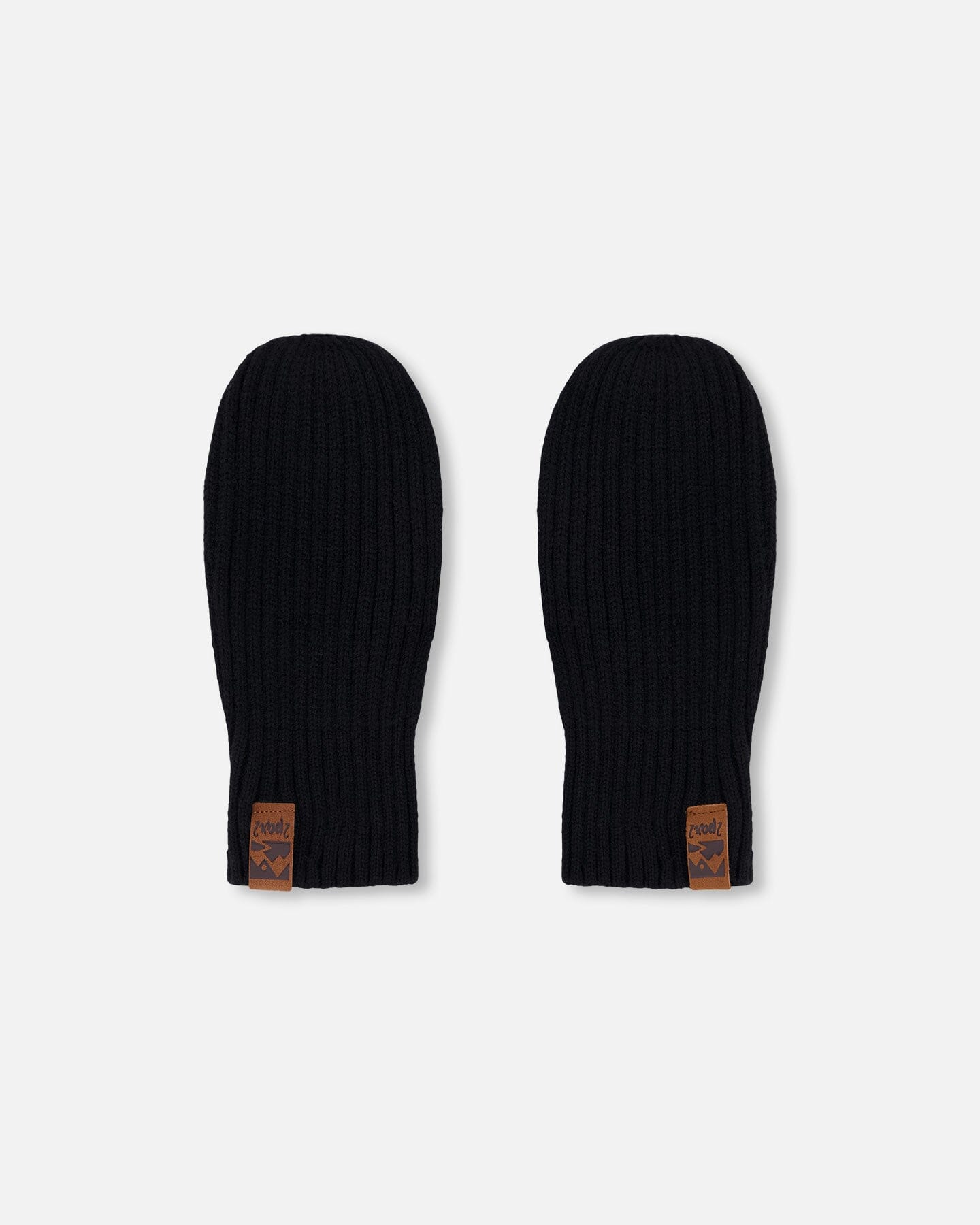 Ribbed Knit Mittens Black - H30WT26_09990