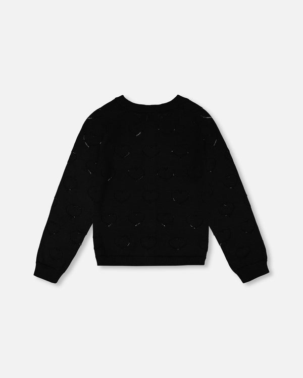 Pointelle Knit Cardigan Black - H30YGT30_09990