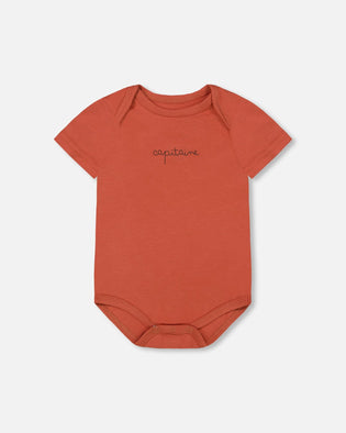Organic Cotton Onesie Terracotta Tees & Tops Deux par Deux 