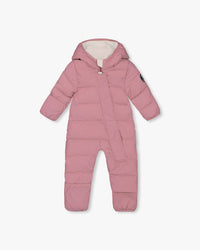 One-Piece Baby Cloud Compressible Snowsuit Designed For Car Seat Dusty Pink Snowsuits Deux par Deux 